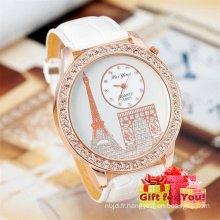 Grace Tour Eiffel Femmes Filles Loisirs Montre en cuir PU en cuir épais Cestbella Special Gifts Watch